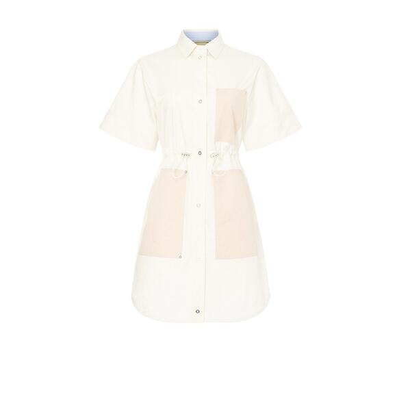 BOSS Hugo Boss Dalema White Khaki Utility Short Sleeve Shirt Dress Size 8 - Picture 5 of 16